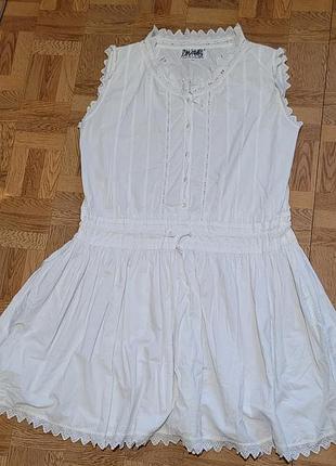 Платье белоснежное батистовое с кружевом размер l-xxl