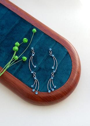 Вінтажні сережки підвіски, блакитні кристали, вінтаж