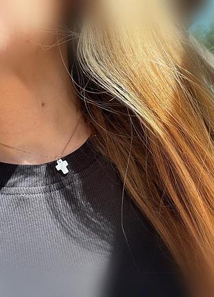 Ns.jem🌸 перламутровий хрестик з золотом 585