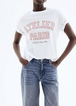 Біла бавовняна фуболка h&m