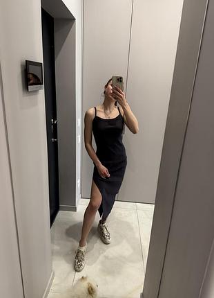 Платье графит, в плотный рубчик