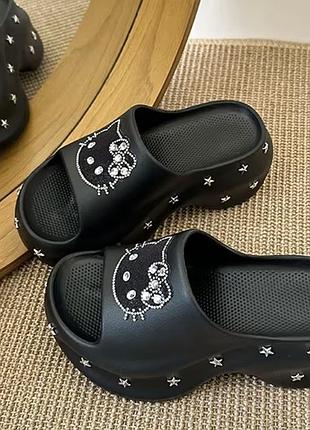 Капці шльопанці на платформі hello kitty
