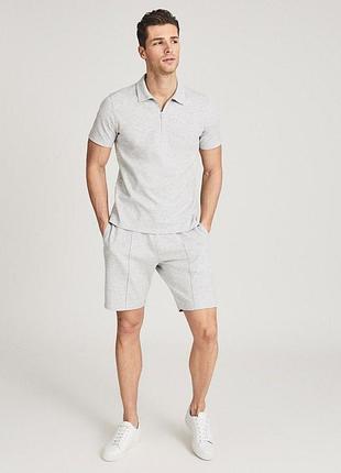 Мужская футболка поло на молнии reiss melange perry textured zip