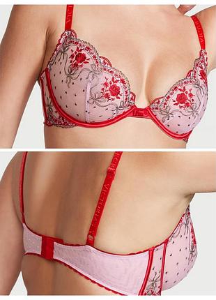 Бюстгальтер victoria's secret, красный, прозрачный,34d,лифчик