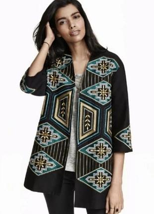 Жакет піджак з вишивкою вишиванка бісер h&m uniquely embellished tribal embroidered blazer