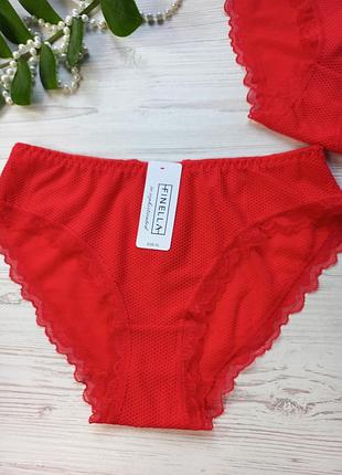 Нежные трусики из перфорированной дышащей ткани декорированы кружевом finella 90443