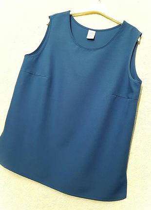 Блуза без рукавов батал синяя блуза-майка синяя летняя повседневная / нарядная женская большой размер