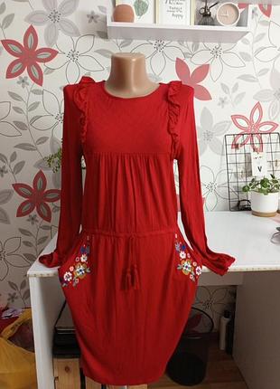 Вышитое платье женское подростковое вискозное с вышивкой платье женкское натурально подросточное платье туника