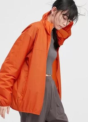 Спортивная ветровка худи непромокайка waterproof orange uniqlo.