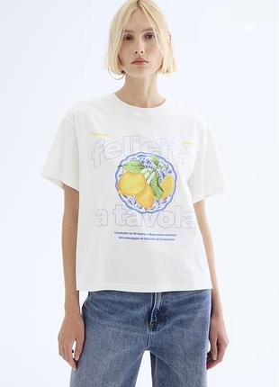 Футболка оверсайз h&m з лимонним принтом