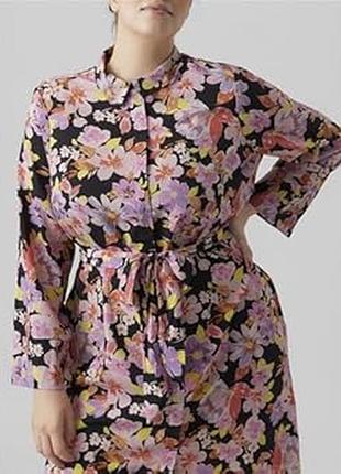Платье рубашка цветочное большое размер