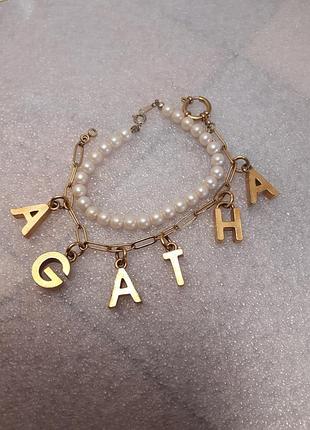 Agatha paris браслет винтаж, тяжелый, +жемчуг искусственные браслет в подарок 🎁👍
