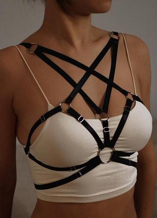 Портупея з резинок, шлейки, гартери, контурна білизна, еластична портупея на груди