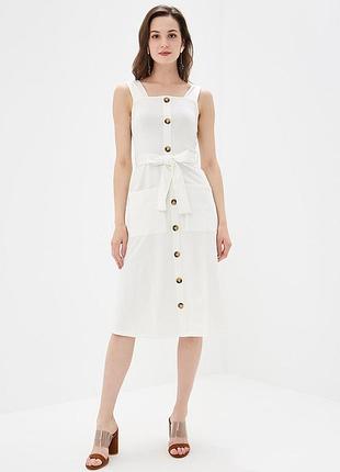 Трикотажный хлопковый сарафан с поясом и пуговицами