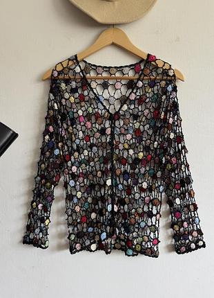 Вʼязаний ажурний кроше кардиган