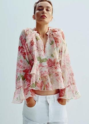 Сорочка з принтом і воланами zara new