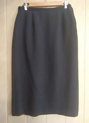 Юбка миди классика с разрезами темно-синий