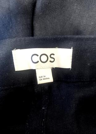 100% лен, льняные широкие темно синие брюки от cos9 фото