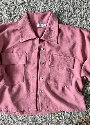 Фірмова модна укорочена рубашка блузка оверсайз