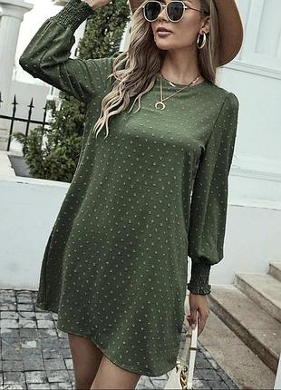 Стильное лаконичное брендовое платье цвета хаки