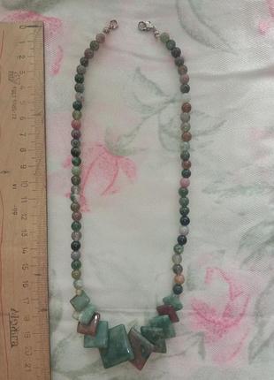 Нежные бусы ожерелье колье из натурального камня яшма