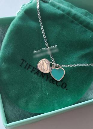 Брендовая подвеска с двойным сердцем в стиле тиффани