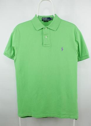 Яркая футболка поло polo ralph lauren slim fit green polo shirt men's