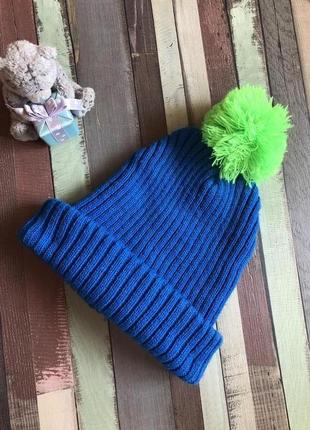 Теплая яркая шапка , шапочка с помпоном lilibiggs 3/5 годика