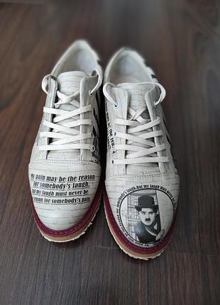 Женские кожаные бежевые кроссовки - chaplin ows design