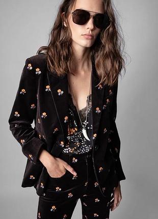 Zadig & voltaire пиджак велюровый с вышивкой