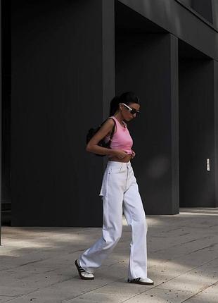 Джинсы с разрезами белые 5