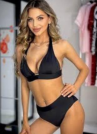 Верх от купальника раздельного размер 46-48 / 12 черный треугольники