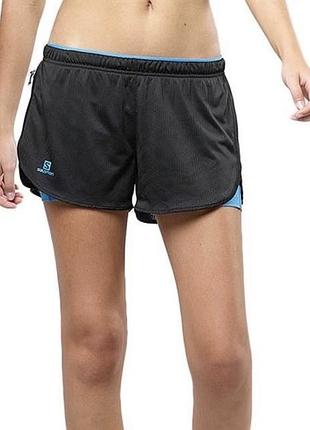 Шорти salomon agile 2in1 short w black / blithe ss19 женские спортивные