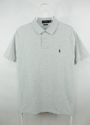 Плотное качественное поло футболка polo ralph lauren custom slim fit gray polo shirt men's