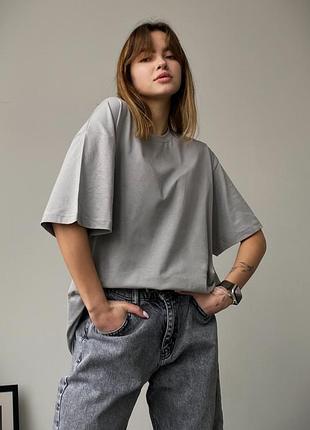 Жіноча оверсайз футболка світло бавовняна сірого кольору для жінок