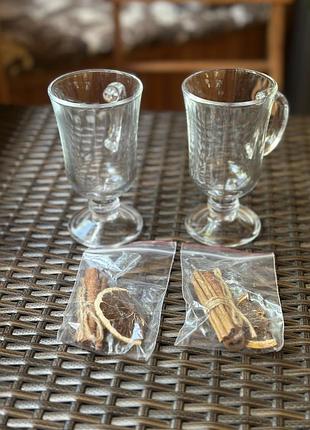 Набір келихів на ножиці для глінтвейну + кориця, 2 шт.