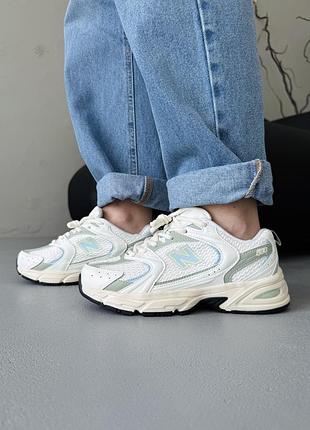 Женские кроссовки new balance 530, бежевые с мятным кроссовки New Balance, весна-лето
