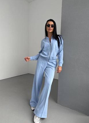 Прогулочный трикотажный костюм на молнии без капюшона