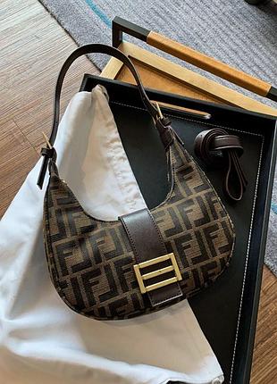 Сумка під бренд темно-коричнева тканинна 25х21х5