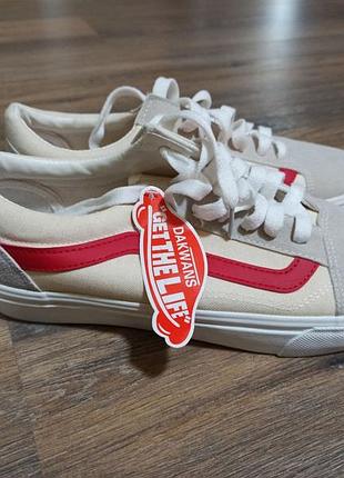 Кеды vans белые с красным
