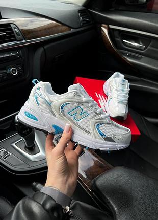 Жіночі кросівки new balance 530, білі з блакитним кросівки нью баланс з сіткою , весна-літо