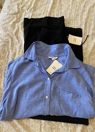 Костюм льон штани та сорочка овер