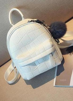 Женский стильный белый черный модный рюкзак ранець сумка6 фото