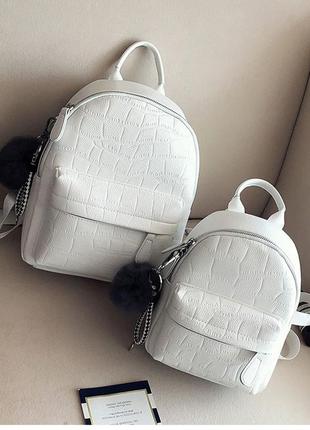 Женский стильный белый черный модный рюкзак ранець сумка2 фото