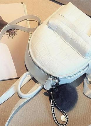 Женский стильный белый черный модный рюкзак ранець сумка7 фото