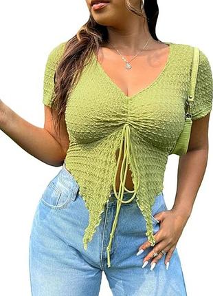 Shein топ з зав'язками, футболка жатка