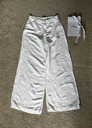 Широкі білі брюки льон h&m