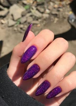 Гель лак фиолетовый с красными блестками, обмен