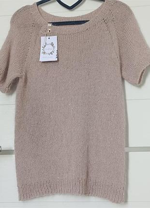 Свитер с коротким рукавом из ангоры. hand made.