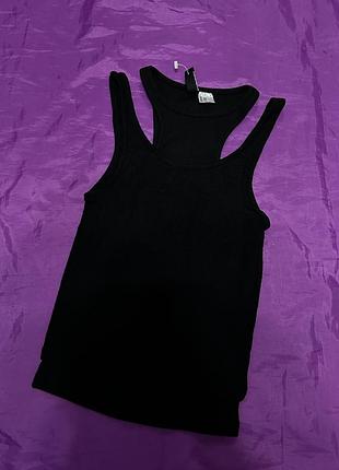 Подвійна жіноча майка у рубчик чорного кольору, нова!